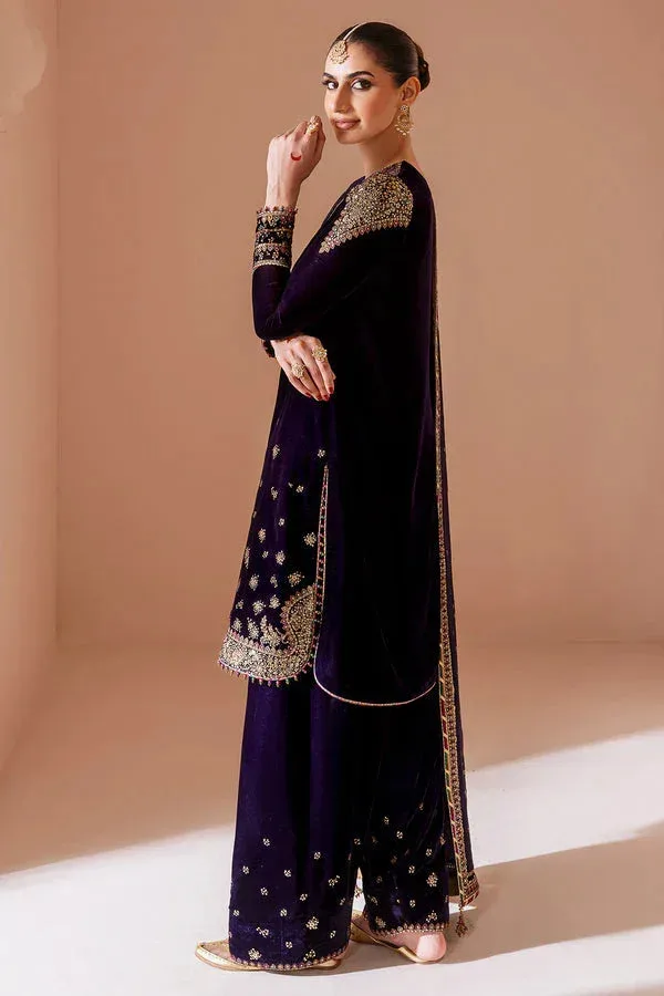 Jazmin Chandni Velvet Formals 25 Purple Georgette – view 2 – Poshaq