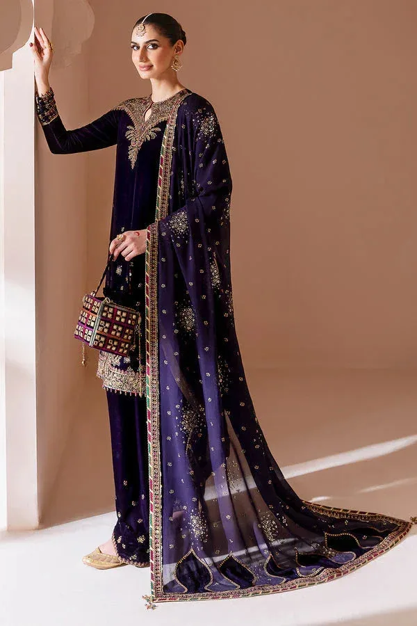 Jazmin Chandni Velvet Formals 25 Purple Georgette – view 3 – Poshaq
