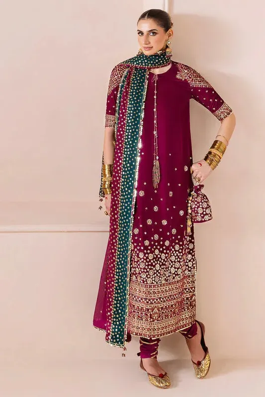 Jazmin Chandni Velvet Formals 25 Magenta Georgette – view 1 – Poshaq