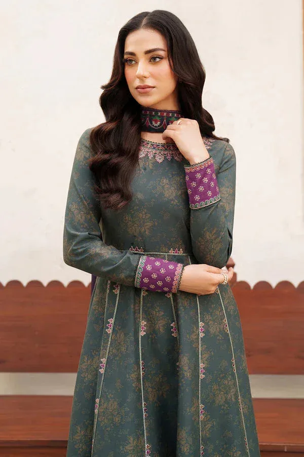 Purple luxury cotton silk frock with subtle detailing – view 3 – Poshaq