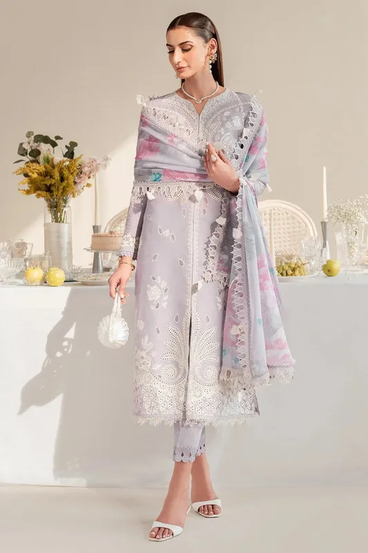 Jazmin Iris Luxury Lawn 25 Soft Lilac Cambric – view 1 – Poshaq