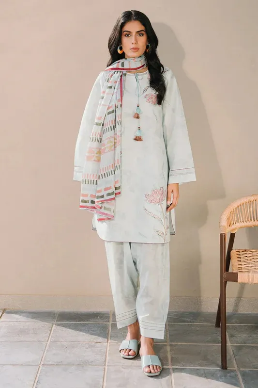 Jazmin Summer Lawn 25 Off White Silk – view 1 – Poshaq