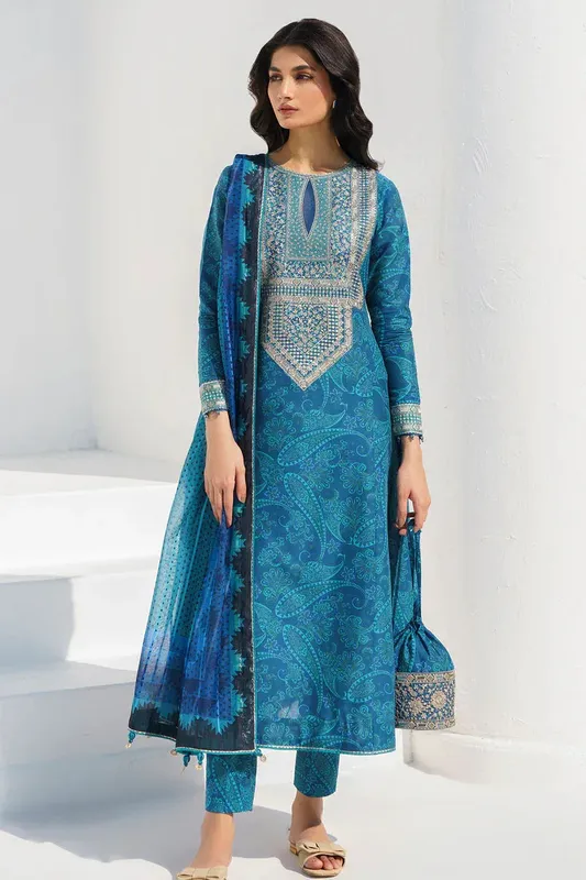 Jazmin Summer Lawn 25 Blue Lawn – view 1 – Poshaq