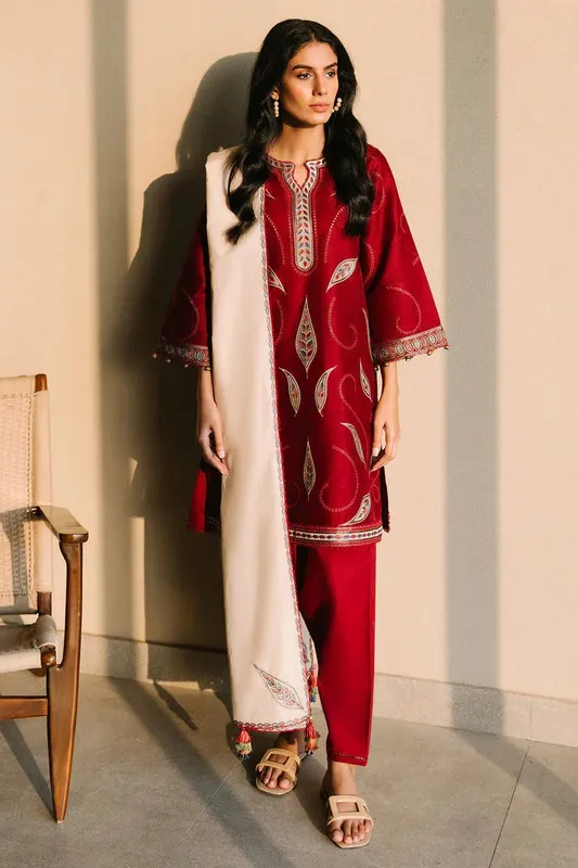 Jazmin Summer Lawn 25 Maroon Jacquard – view 1 – Poshaq