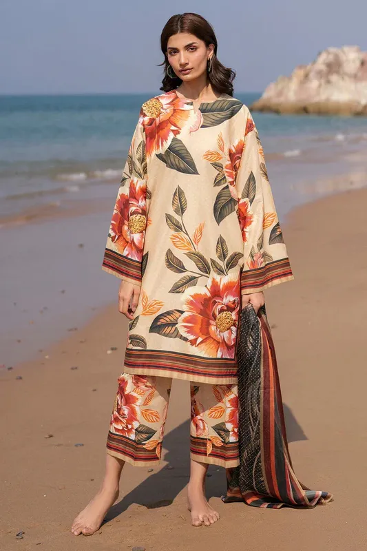 Jazmin Summer Lawn 25 Pale Yellow Tissue – view 1 – Poshaq