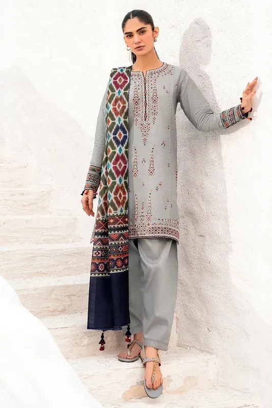 Jazmin Summer Lawn 25 Grey Cotton Silk – view 1 – Poshaq