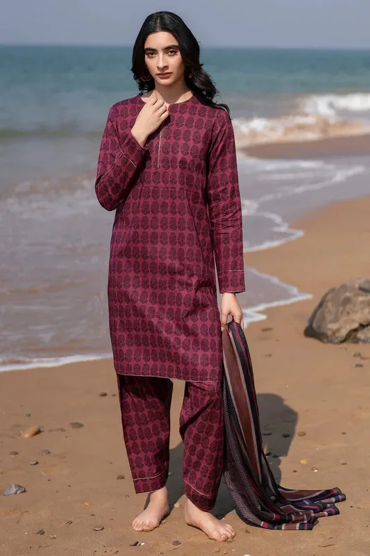 Jazmin Summer Lawn 25 Maroon Tissue – view 1 – Poshaq