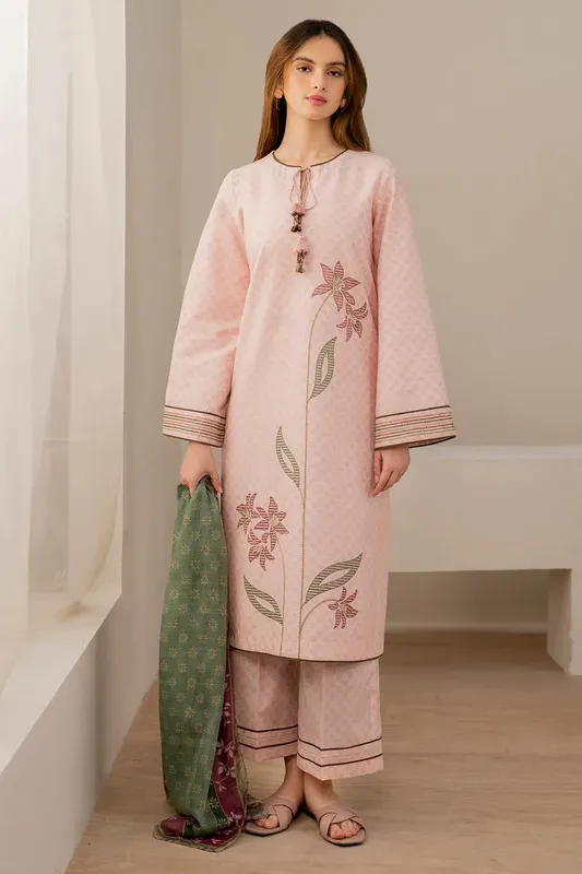 Jazmin Summer Lawn 25 Peach Pink Cotton Silk – view 1 – Poshaq