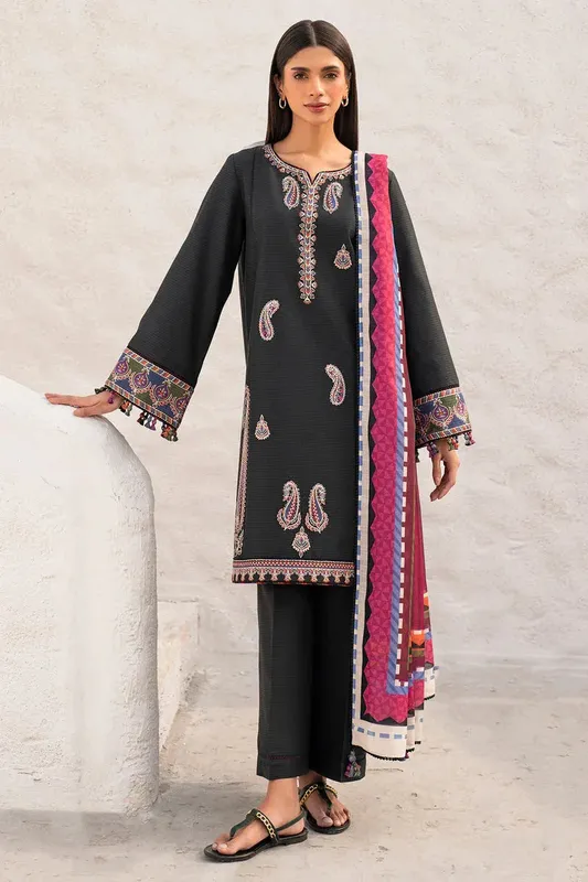 Jazmin Summer Lawn 25 Black Dobby – view 1 – Poshaq