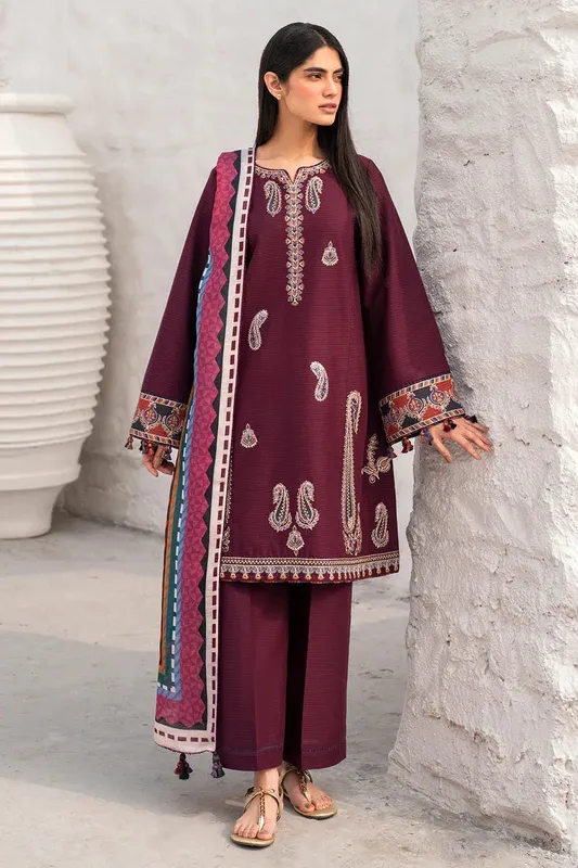 Jazmin Summer Lawn 25 Wine Berry Dobby – view 1 – Poshaq