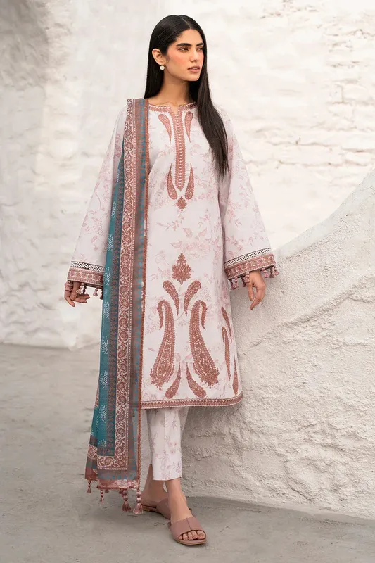 Jazmin Summer Lawn 25 Beige Cotton Silk – view 1 – Poshaq