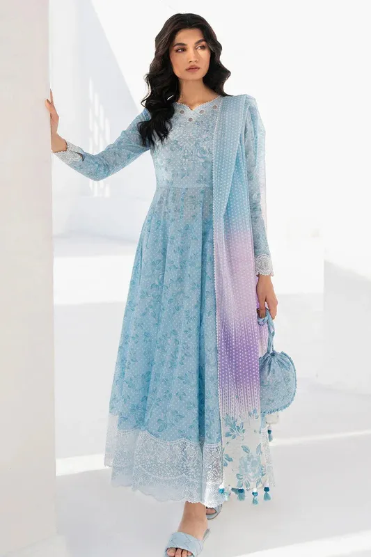 Jazmin Summer Lawn 25 Ice Blue Lawn – view 1 – Poshaq