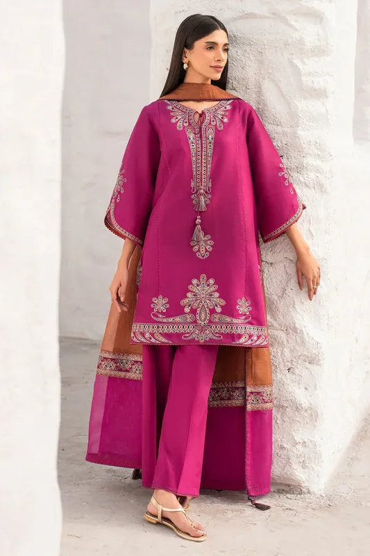 Jazmin Summer Lawn 25 Magenta Organza – view 1 – Poshaq