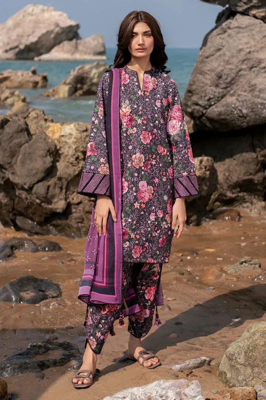 Jazmin Summer Lawn 25 Purple Chiffon – view 1 – Poshaq