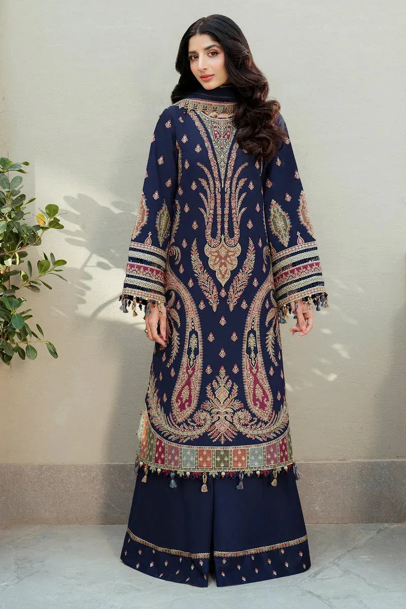 Jazmin Shahkaar Luxury Lawn 25 Navy Blue Organza – view 1 – Poshaq