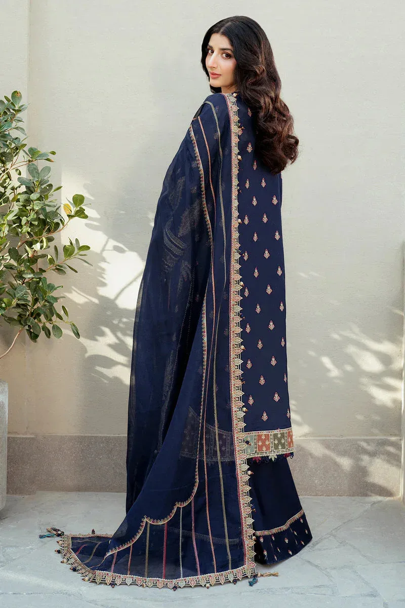 Jazmin Shahkaar Luxury Lawn 25 Navy Blue Organza – view 2 – Poshaq