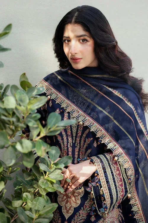 Jazmin Shahkaar Luxury Lawn 25 Navy Blue Organza – view 3 – Poshaq