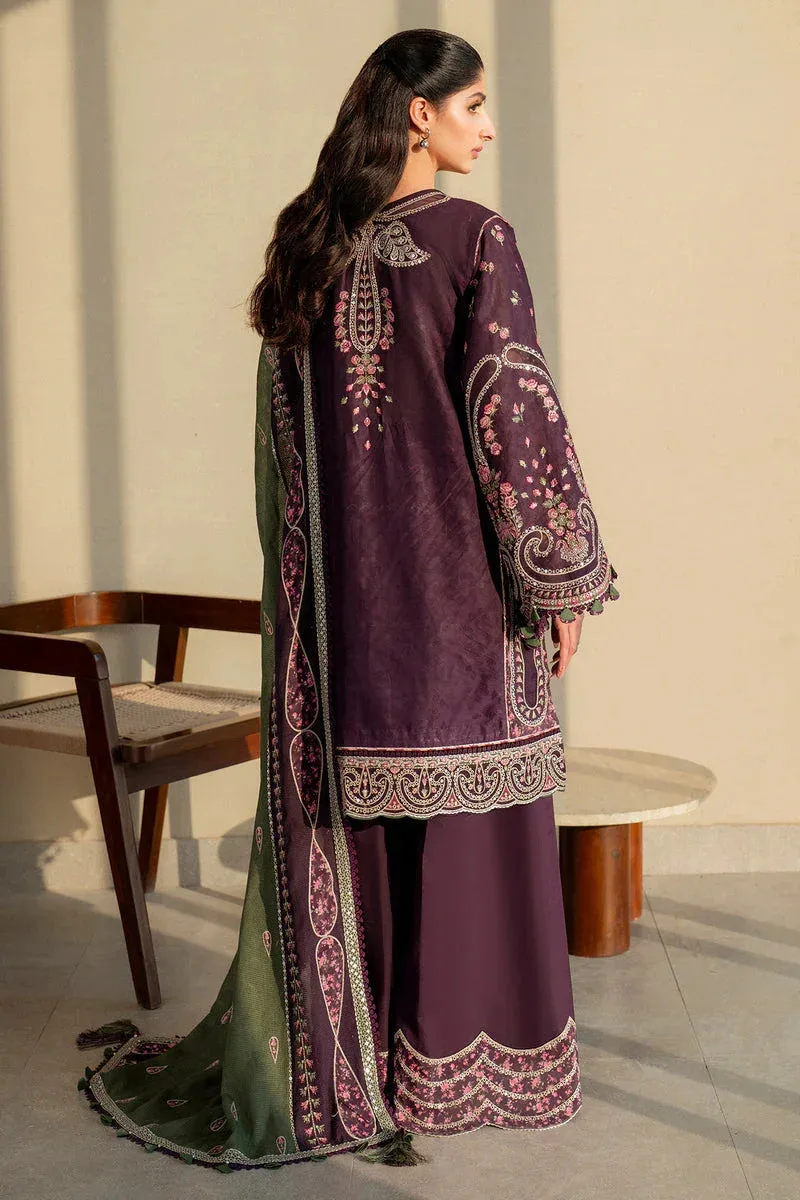 Jazmin Shahkaar Luxury Lawn 25 Burgundy Jacquard – view 2 – Poshaq