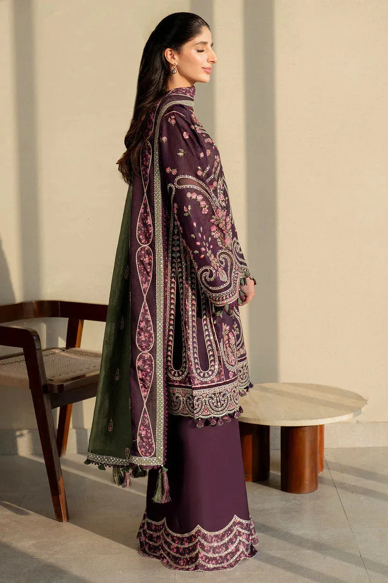Jazmin Shahkaar Luxury Lawn 25 Burgundy Jacquard – view 4 – Poshaq