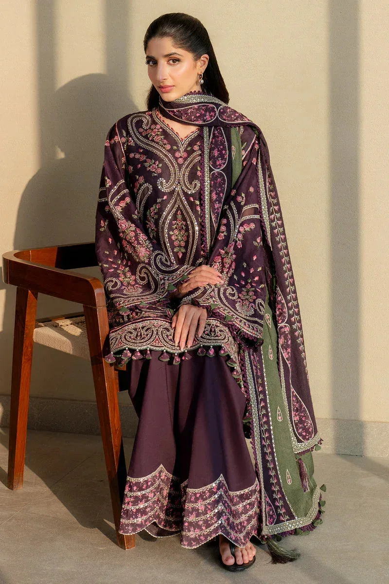 Jazmin Shahkaar Luxury Lawn 25 Burgundy Jacquard – view 5 – Poshaq