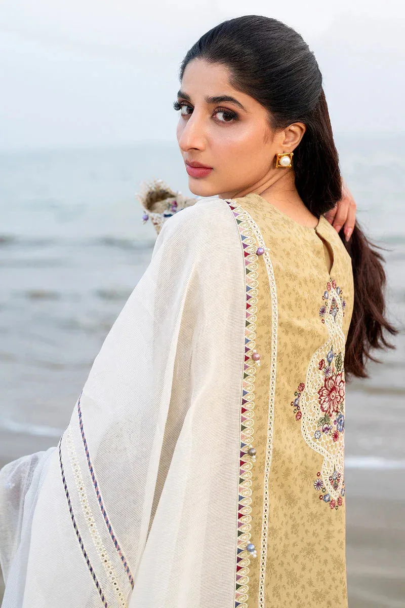 Jazmin Shahkaar Luxury Lawn 25 Mustard Organza – view 2 – Poshaq
