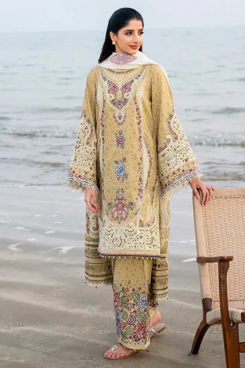 Jazmin Shahkaar Luxury Lawn 25 Mustard Organza – view 3 – Poshaq