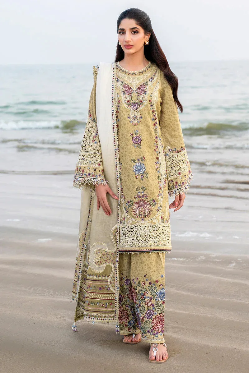 Jazmin Shahkaar Luxury Lawn 25 Mustard Organza – view 5 – Poshaq