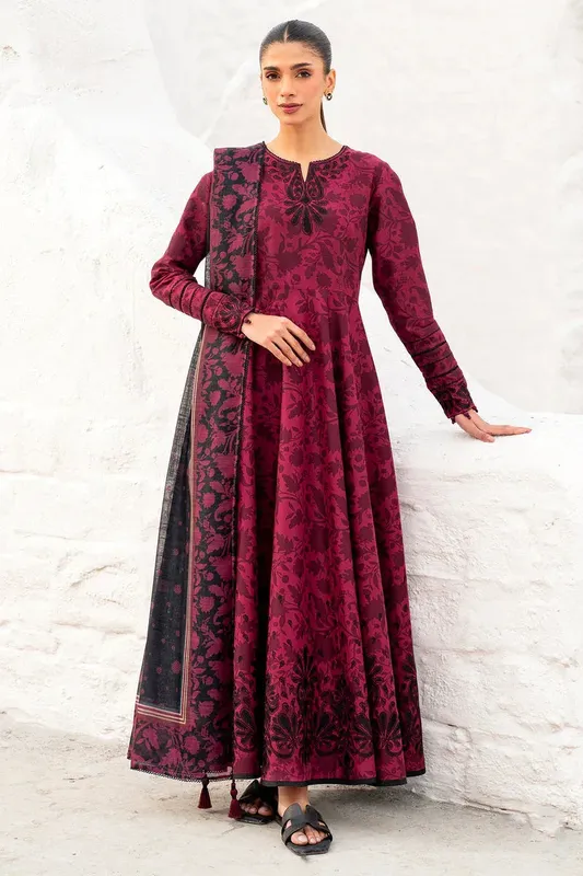 Jazmin Ready to Wear 25 Maroon Lawn – view 1 – Poshaq