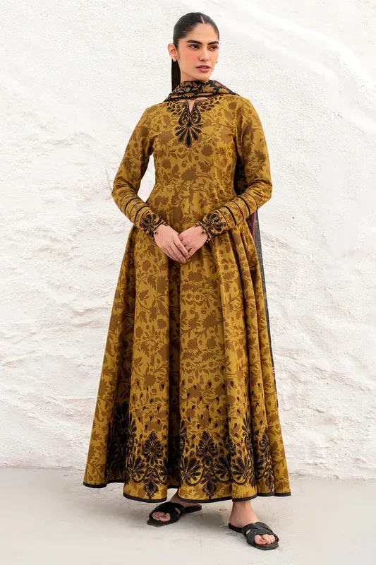 Jazmin Ready to Wear 25 Mustard Yellow Lawn – view 1 – Poshaq