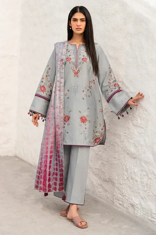 Jazmin Ready to Wear 25 Pastel Gray Cotton Silk – view 1 – Poshaq