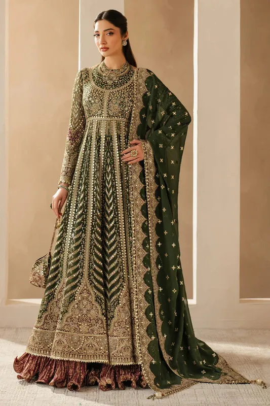 Jazmin Wedding Formals Olive Green Organza – view 1 – Poshaq