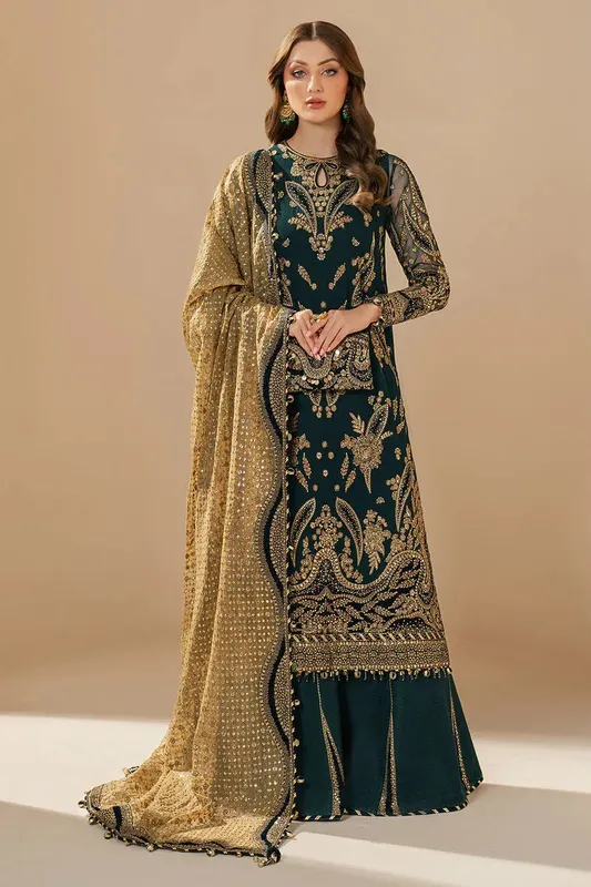 Jazmin Wedding Formals Deep Teal Green Organza – view 1 – Poshaq