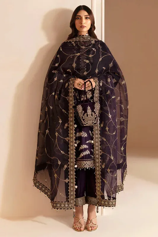 Jazmin Velvet Edit 24 Purple Georgette – view 1 – Poshaq