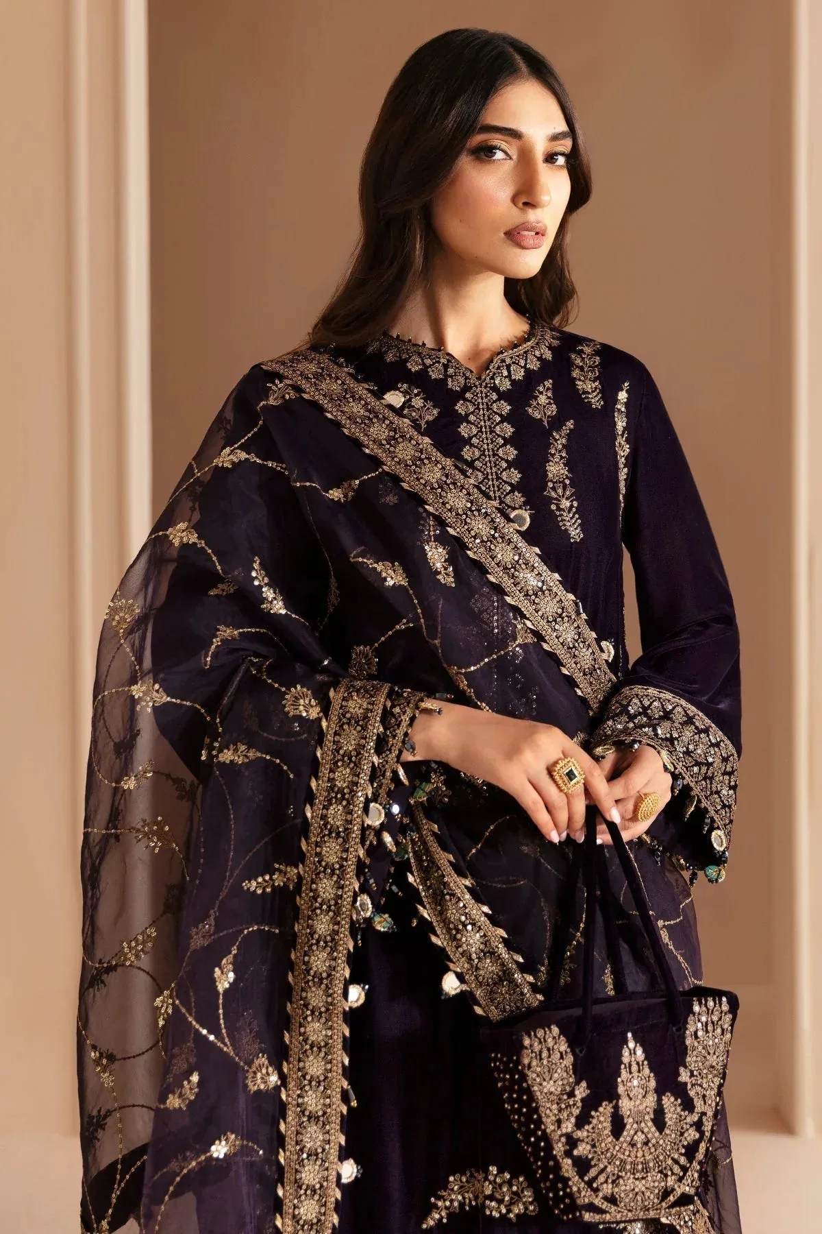 Jazmin Velvet Edit 24 Purple Georgette – view 3 – Poshaq