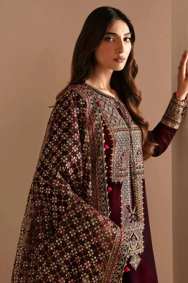 Jazmin Velvet Edit 24 Maroon Velvet – view 3 – Poshaq