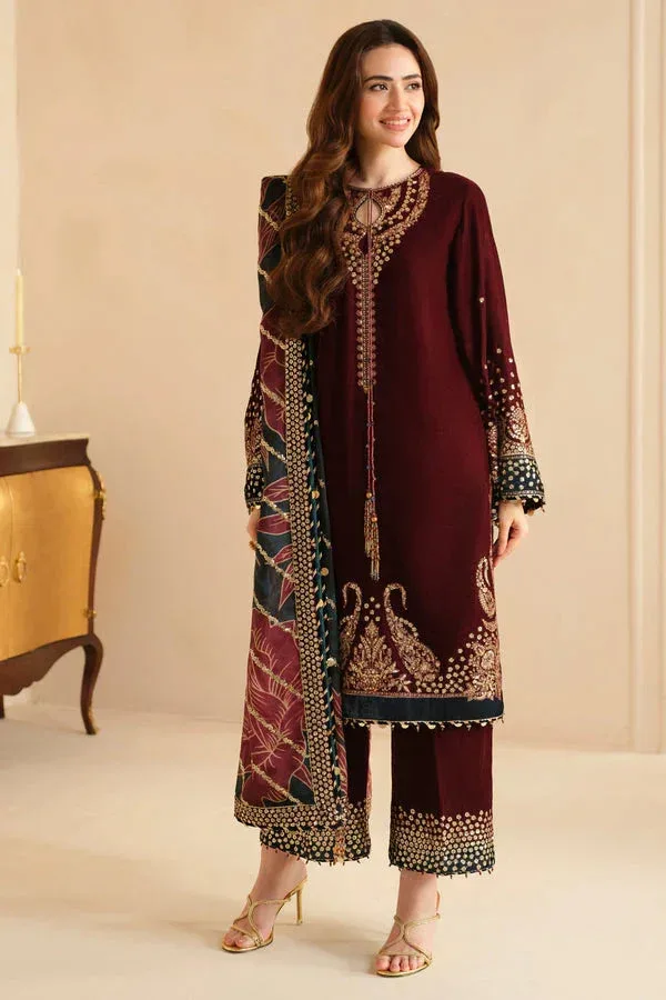 Jazmin Velvet Edit 24 Maroon Velvet – view 1 – Poshaq