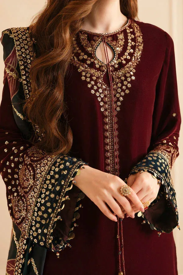 Jazmin Velvet Edit 24 Maroon Velvet – view 3 – Poshaq