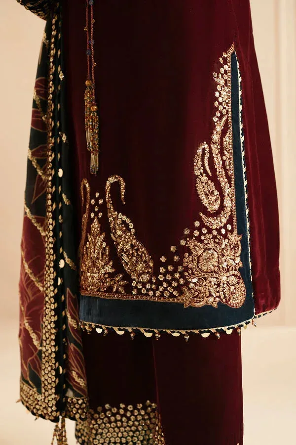 Jazmin Velvet Edit 24 Maroon Velvet – view 4 – Poshaq