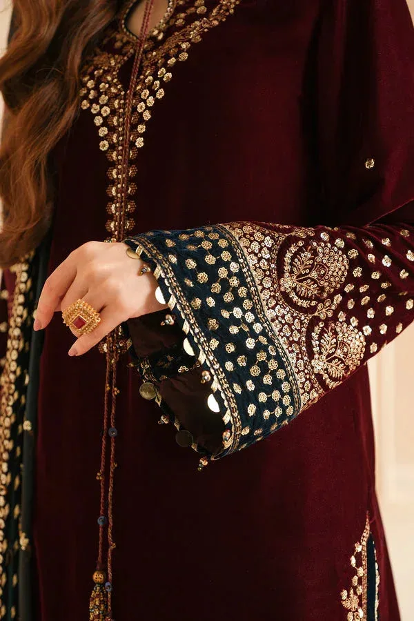 Jazmin Velvet Edit 24 Maroon Velvet – view 5 – Poshaq