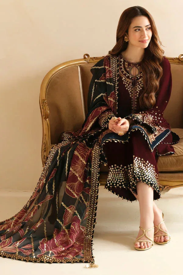 Jazmin Velvet Edit 24 Maroon Velvet – view 8 – Poshaq