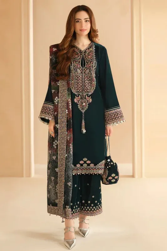 Jazmin Velvet Edit 24 Teal Raw Silk – view 1 – Poshaq