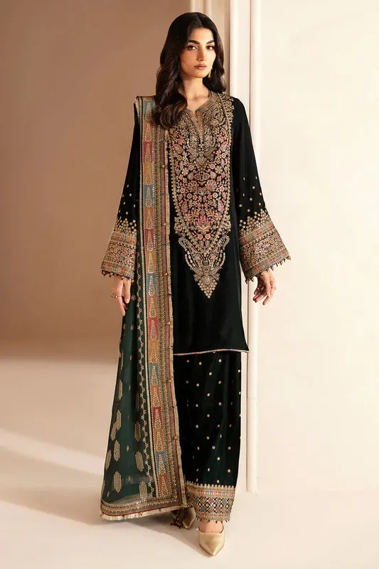 Jazmin Velvet Edit 24 Dark Green Georgette – view 1 – Poshaq
