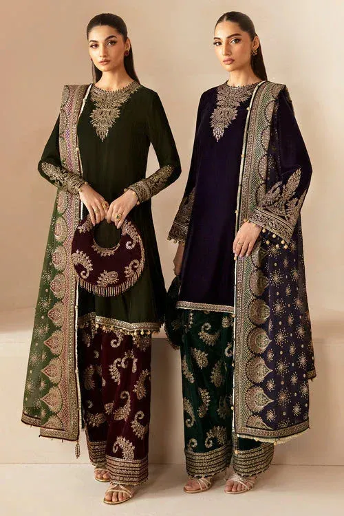 Jazmin Velvet Edit 24 Dark Mehndi Georgette – view 1 – Poshaq