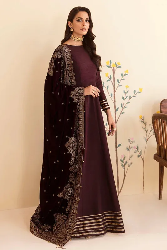 Jazmin Velvet Edit 24 Burgundy Velvet – view 1 – Poshaq