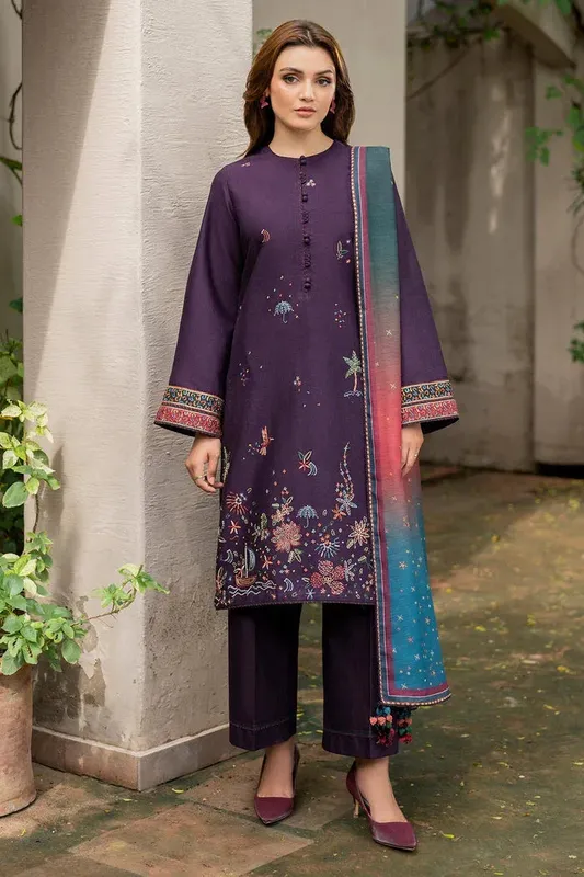 Jazmin Winter Edition 24 Purple Khaddar – view 1 – Poshaq