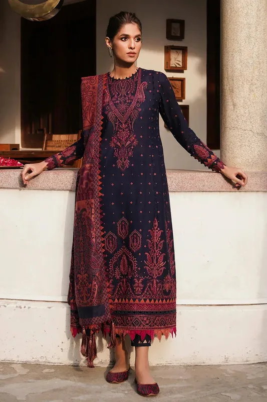 Jazmin Winter Edition 24 Blue Khaddar – view 1 – Poshaq
