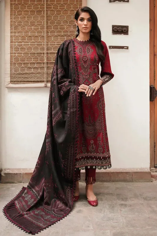 Jazmin Winter Edition 24 Red Khaddar – view 1 – Poshaq