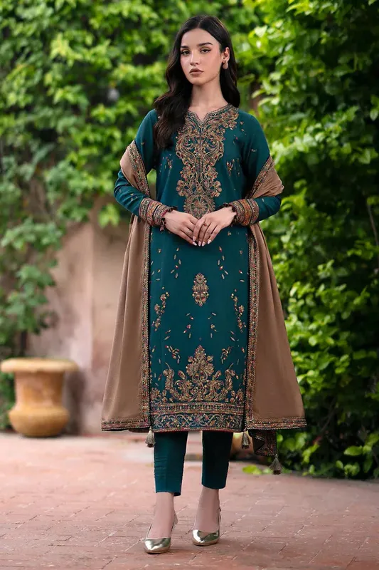 Jazmin Winter Edition 24 Green Khaddar – view 1 – Poshaq