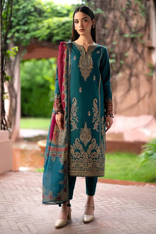 Jazmin Winter Edition 24 Green Khaddar – view 1 – Poshaq