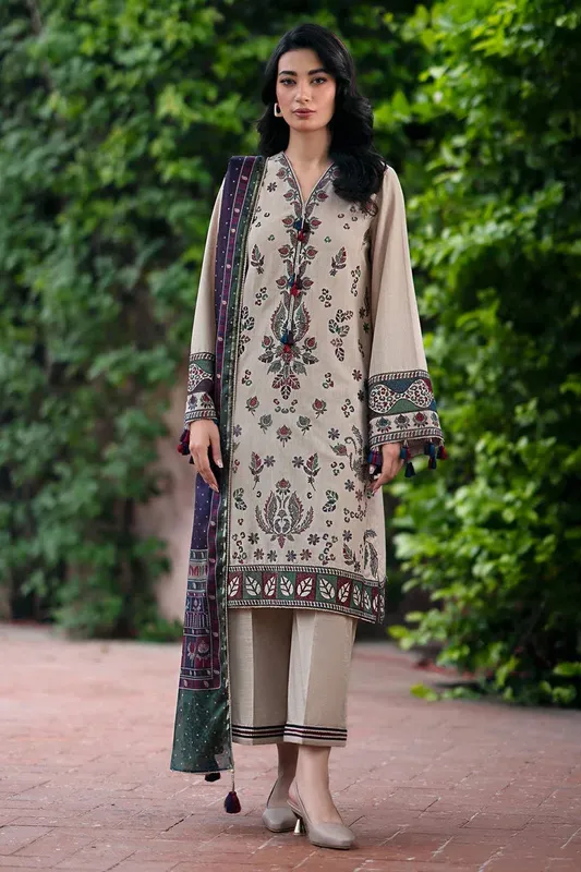 Jazmin Winter Edition 24 Beige Khaddar – view 1 – Poshaq